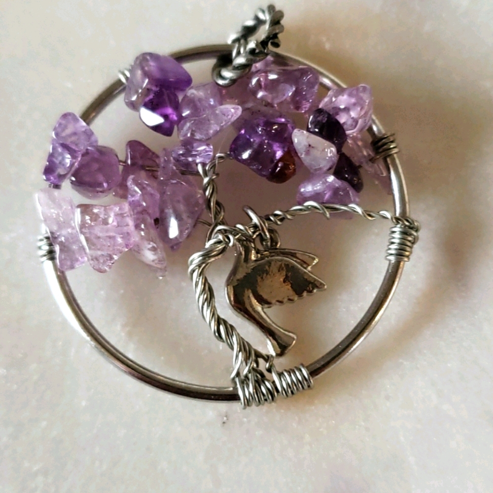 Amethyst tree of life necklace